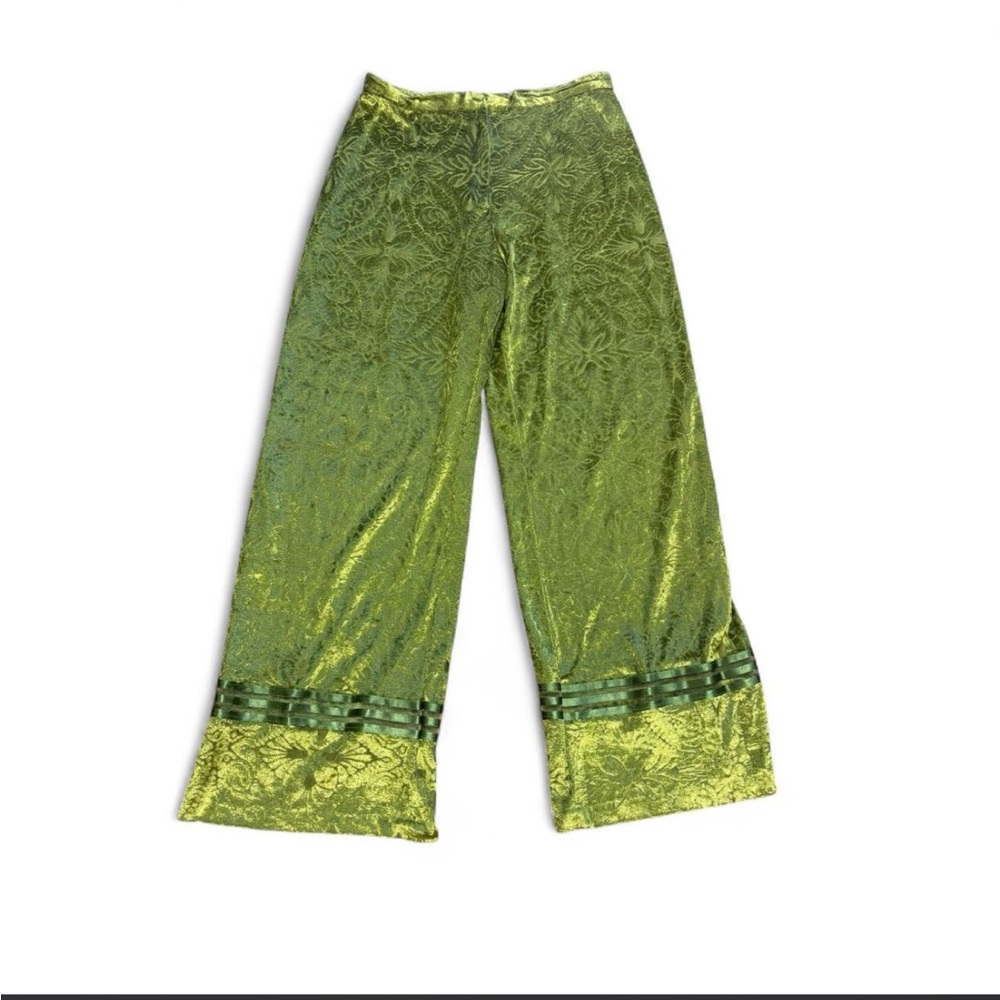 Vintage 70s Green Velvet Wide Leg Women’s Pants